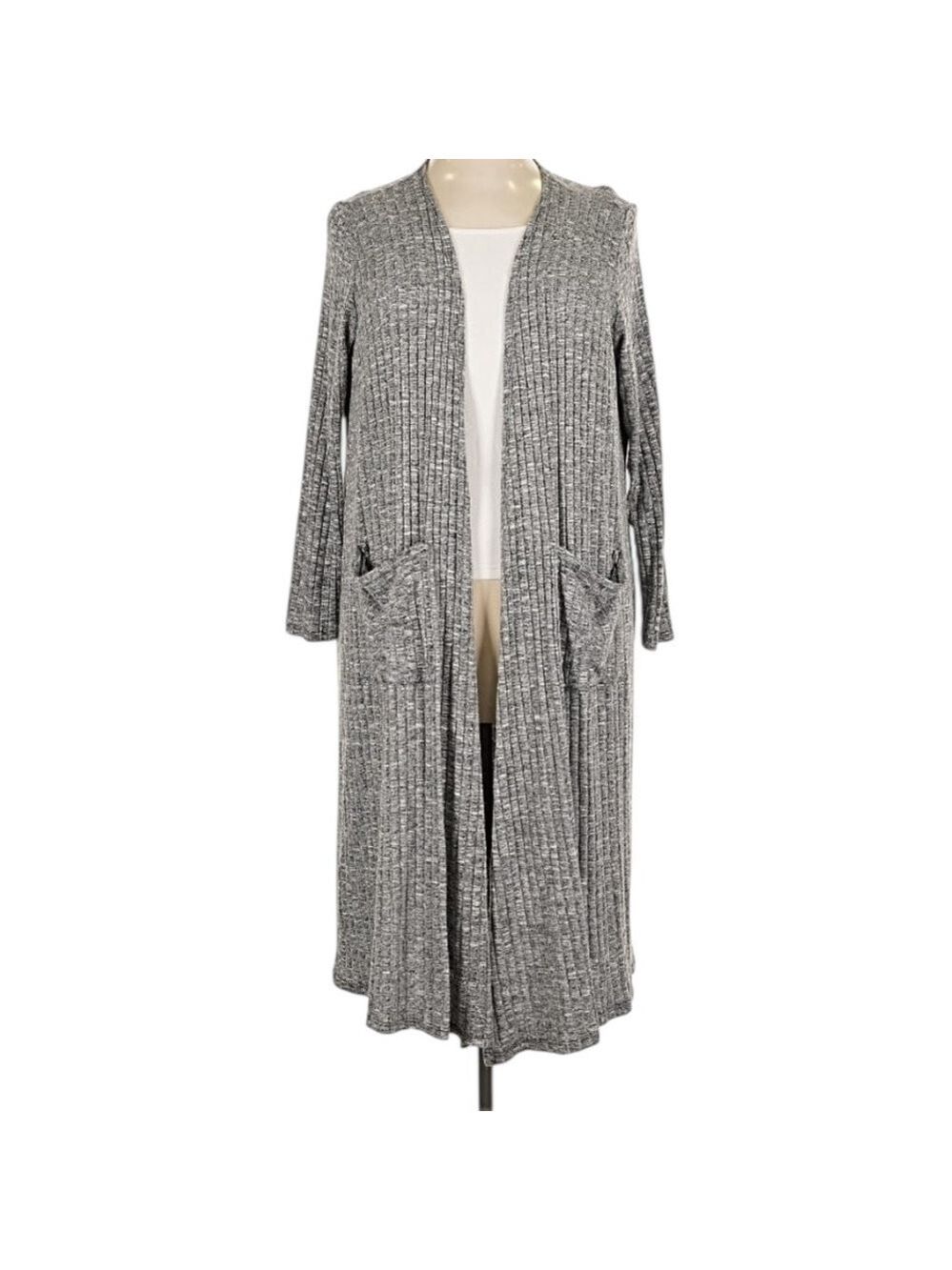 Lularoe Gray Open-Front Long Cardigan Sweater Size M